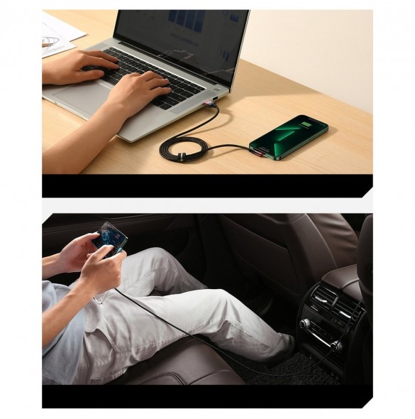 Baseus MVP 2 Vinklad armbågskabel med USB/Lightning-kontakt på sidan 1m 2,4A röd (CAVP000020)