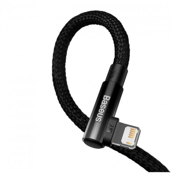 Baseus MVP 2 Vinklad armbågskabel med USB / Lightning-kontakt på sidan 2m 2,4A svart (CAVP000101)