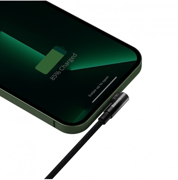 Baseus MVP 2 Vinklad armbågskabel med USB / Lightning-kontakt på sidan 2m 2,4A svart (CAVP000101)