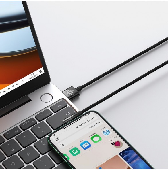 Baseus MVP 2 Vinklad armbågskabel med USB / Lightning-kontakt på sidan 2m 2,4A svart (CAVP000101)