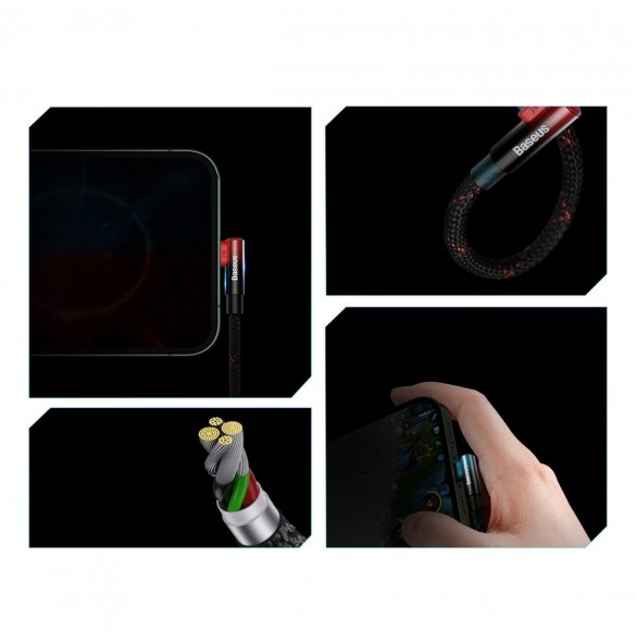 Baseus MVP 2 Vinklad armbågskabel med USB / Lightning-kontakt på sidan 2m 2,4A svart (CAVP000101)