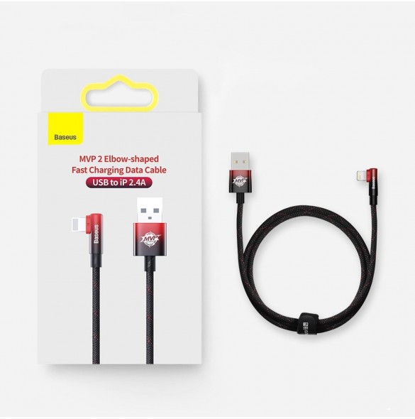 Baseus MVP 2 Vinklad armbågskabel med USB / Lightning-kontakt på sidan 2m 2,4A svart (CAVP000101)