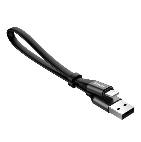 Baseus Nimble platt kabel USB / Lightning-kabel med hållare 2A 0,23M svart (CALMBJ-B01)