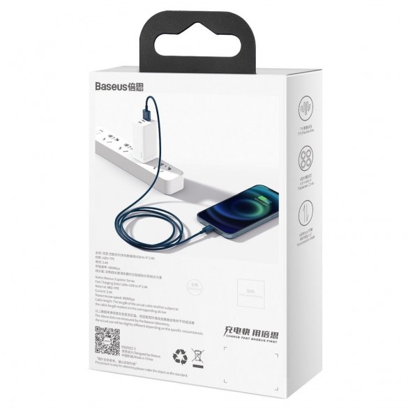Baseus Superior kabel USB - Lightning 2,4A 1 m Blå (CALYS-A03)