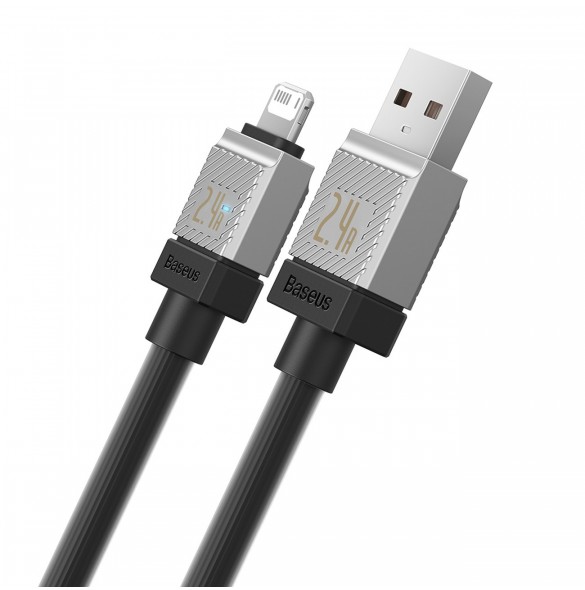USB - Lightning 2.4A 2m kabel Baseus CoolPlay - svart