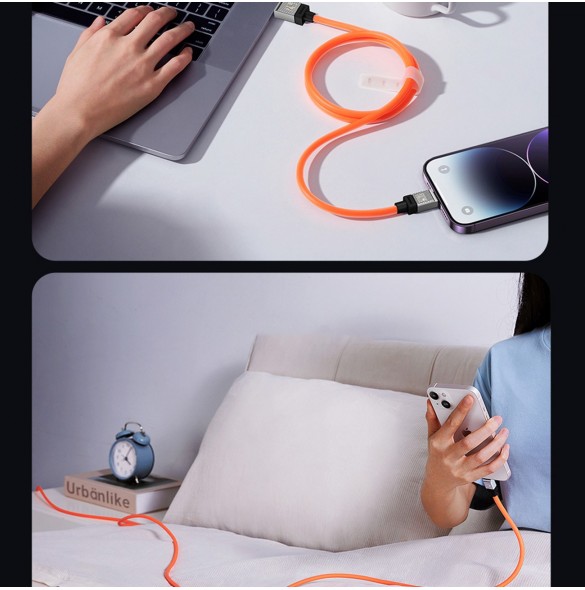 USB - Lightning 2.4A 2m kabel Baseus CoolPlay - svart