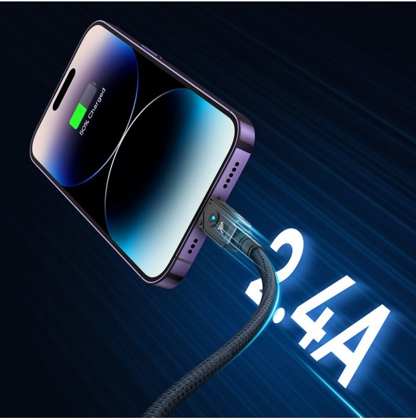 USB-kabel - Lightning Baseus Unbreakable 2.4A 480Mbps 2m - svart