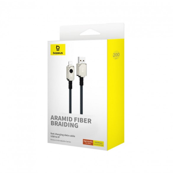 USB-kabel - Lightning Baseus Unbreakable 2.4A 480Mbps 2m - vit