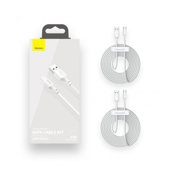 Baseus 2x USB-kabel - USB Typ C snabbladdning Strömleverans Snabbladdning 40 W 5 A 1,5 m vit (TZCATZJ-02)