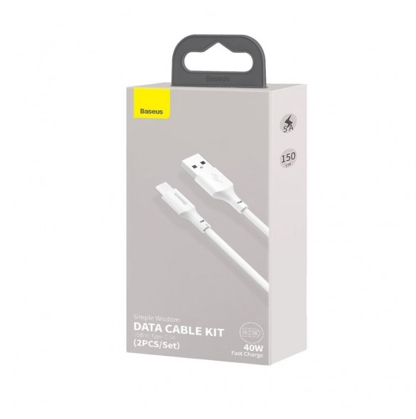 Baseus 2x USB-kabel - USB Typ C snabbladdning Strömleverans Snabbladdning 40 W 5 A 1,5 m vit (TZCATZJ-02)
