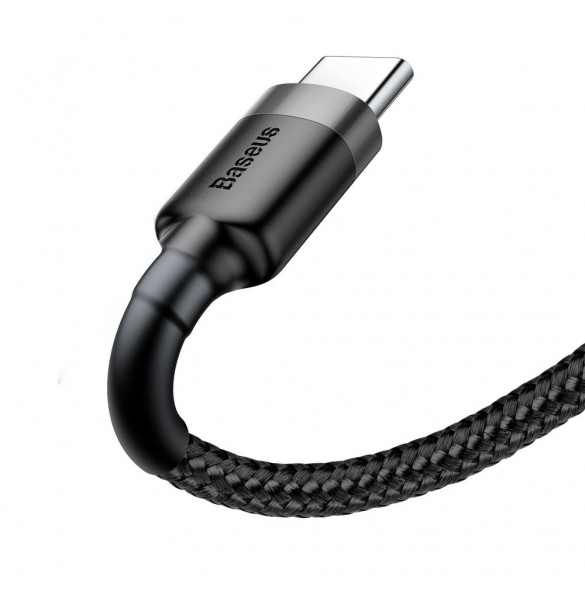 Baseus Cafule-kabel slitstark nylonkabel USB / USB-C QC3.0 2A 2M svart-grå (CATKLF-CG1)