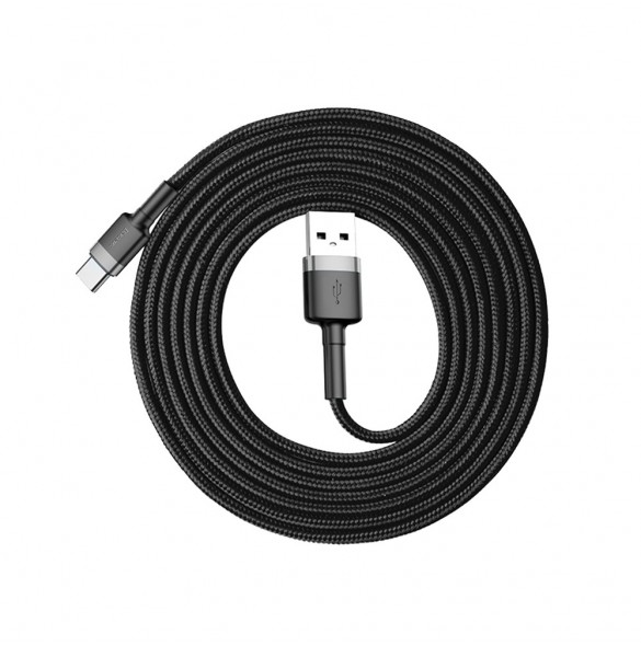 Baseus Cafule-kabel slitstark nylonkabel USB / USB-C QC3.0 2A 2M svart-grå (CATKLF-CG1)
