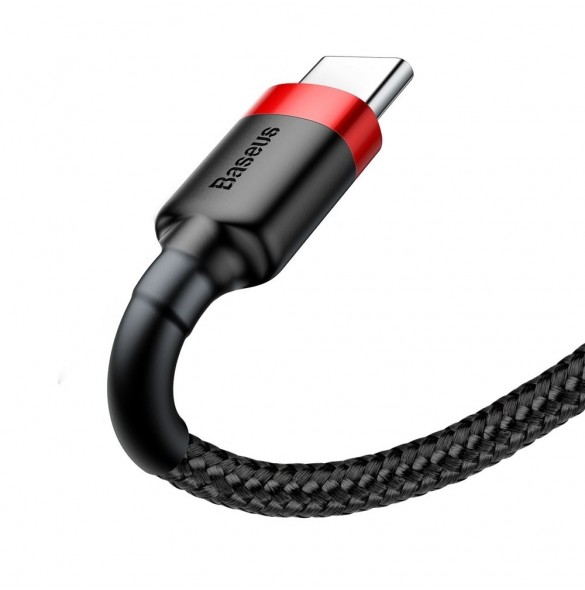 Baseus Cafule-kabel slitstark nylonkabel USB / USB-C QC3.0 2A 2M svart-röd kabel (CATKLF-C91)