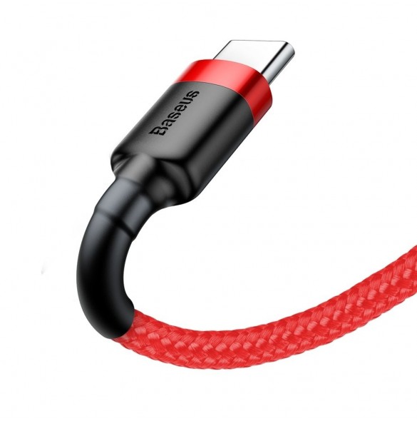 Baseus Cafule Kabel slitstark nylonkabel USB / USB-C QC3.0 2A 3M röd (CATKLF-U09)
