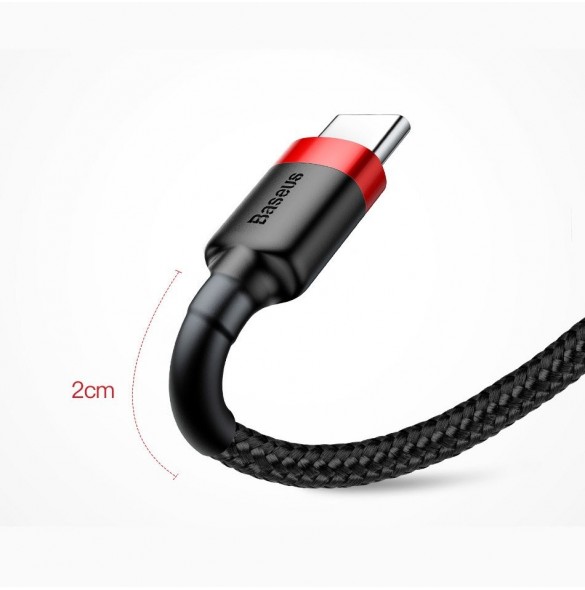 Baseus Cafule Kabel slitstark nylonkabel USB / USB-C QC3.0 2A 3M röd (CATKLF-U09)