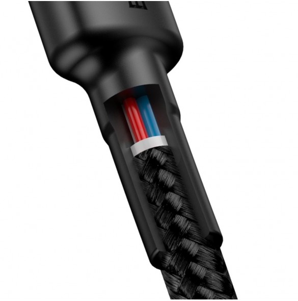 Baseus Cafule-kabel Slitstark nylonsladd USB-C PD / USB-C PD PD2.0 60W 20V 3A QC3.0 1M Svart-Röd (CATKLF-G91)