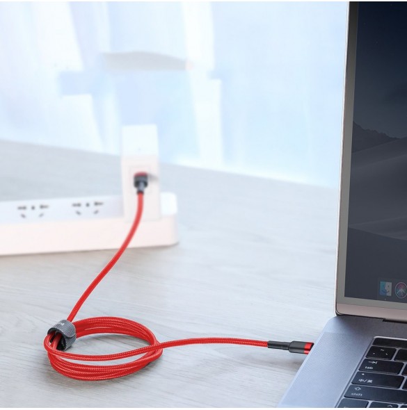 Baseus Cafule-kabel Slitstark nylonsladd USB-C PD / USB-C PD PD2.0 60W 20V 3A QC3.0 1M Röd (CATKLF-G09)