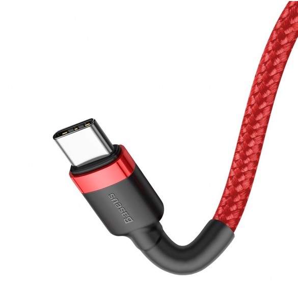 Baseus Cafule-kabel Slitstark nylonsladd USB-C PD / USB-C PD PD2.0 60W 20V 3A QC3.0 2M Röd (CATKLF-H09)