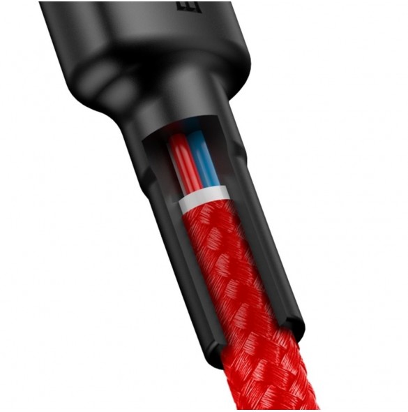 Baseus Cafule-kabel Slitstark nylonsladd USB-C PD / USB-C PD PD2.0 60W 20V 3A QC3.0 2M Röd (CATKLF-H09)