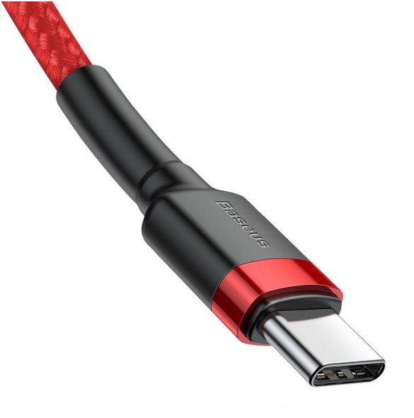 Baseus Cafule-kabel Slitstark nylonsladd USB-C PD / USB-C PD PD2.0 60W 20V 3A QC3.0 2M Röd (CATKLF-H09)