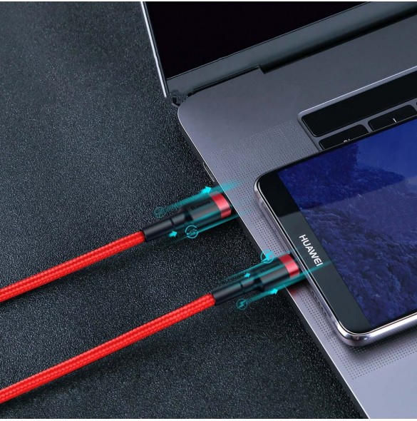 Baseus Cafule-kabel Slitstark nylonsladd USB-C PD / USB-C PD PD2.0 60W 20V 3A QC3.0 2M Röd (CATKLF-H09)