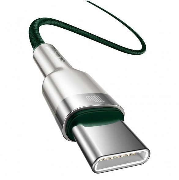 Baseus Cafule Metal Datakabel USB Typ C - USB Typ C 100 W (20 V / 5 A) Strömförsörjning 2 m grön (CATJK-D06)