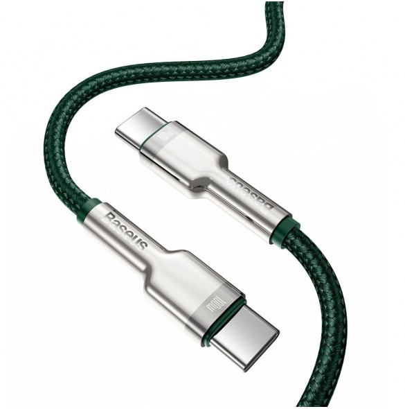 Baseus Cafule Metal Datakabel USB Typ C - USB Typ C 100 W (20 V / 5 A) Strömförsörjning 2 m grön (CATJK-D06)