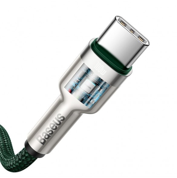 Baseus Cafule Metal Datakabel USB Typ C - USB Typ C 100 W (20 V / 5 A) Strömförsörjning 2 m grön (CATJK-D06)