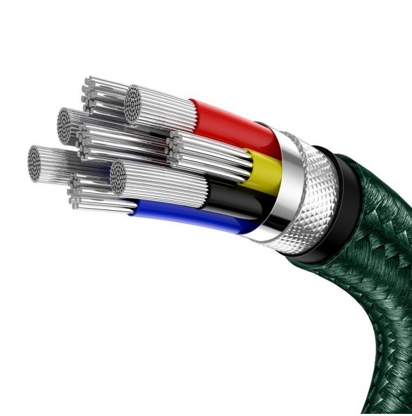 Baseus Cafule Metal Datakabel USB Typ C - USB Typ C 100 W (20 V / 5 A) Strömförsörjning 2 m grön (CATJK-D06)