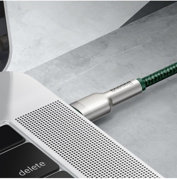Baseus Cafule Metal Datakabel USB Typ C - USB Typ C 100 W (20 V / 5 A) Strömförsörjning 2 m grön (CATJK-D06)