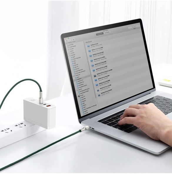 Baseus Cafule Metal Datakabel USB Typ C - USB Typ C 100 W (20 V / 5 A) Strömförsörjning 2 m grön (CATJK-D06)