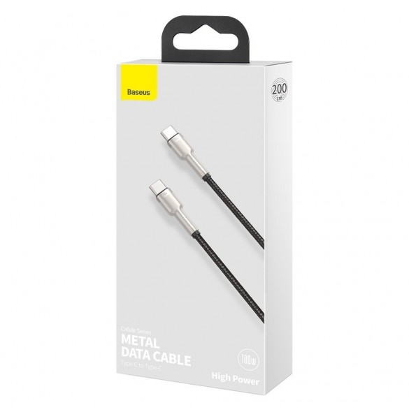 Baseus Cafule Series Metal Data USB Typ C - USB Typ C-kabel Strömförsörjning 100 W (20 V / 5 A) 2 m svart (CATJK-D01)