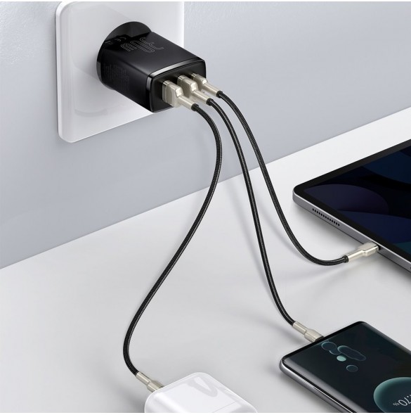 Baseus Kompakt snabbladdare 2x USB / USB Typ C 30W 3A Strömförsörjning Snabbladdning svart (CCXJ-E01)