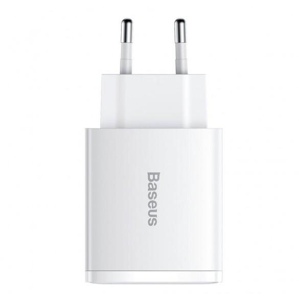 Baseus Kompakt snabbladdare 2x USB / USB Typ C 30W 3A Strömförsörjning Snabbladdning vit (CCXJ-E02)