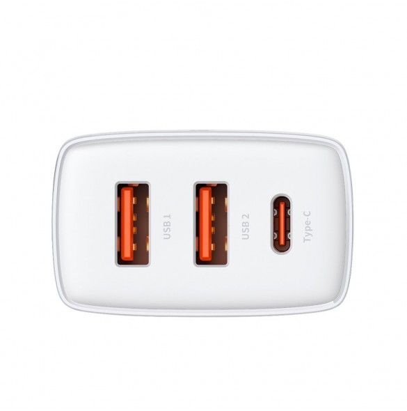Baseus Kompakt snabbladdare 2x USB / USB Typ C 30W 3A Strömförsörjning Snabbladdning vit (CCXJ-E02)