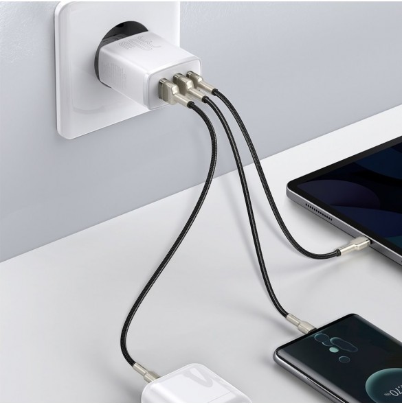 Baseus Kompakt snabbladdare 2x USB / USB Typ C 30W 3A Strömförsörjning Snabbladdning vit (CCXJ-E02)