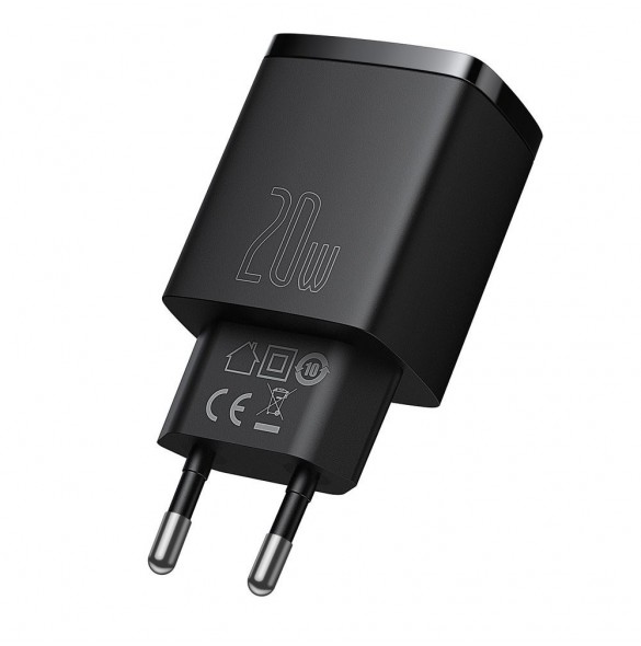 Baseus Kompakt snabbladdare USB / USB Typ C 20W 3A Power Delivery Quick Charge 3.0 svart (CCXJ-B01)