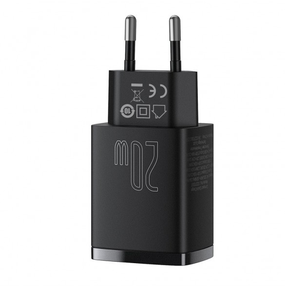 Baseus Kompakt snabbladdare USB / USB Typ C 20W 3A Power Delivery Quick Charge 3.0 svart (CCXJ-B01)