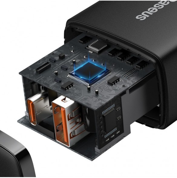 Baseus Kompakt snabbladdare USB / USB Typ C 20W 3A Power Delivery Quick Charge 3.0 svart (CCXJ-B01)