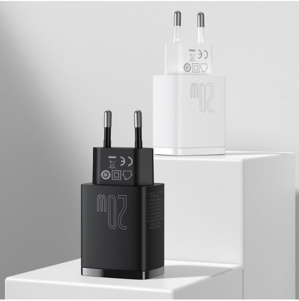 Baseus Kompakt snabbladdare USB / USB Typ C 20W 3A Power Delivery Quick Charge 3.0 svart (CCXJ-B01)