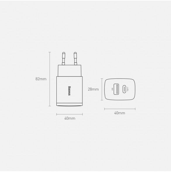 Baseus Kompakt snabbladdare USB / USB Typ C 20W 3A Power Delivery Quick Charge 3.0 svart (CCXJ-B01)