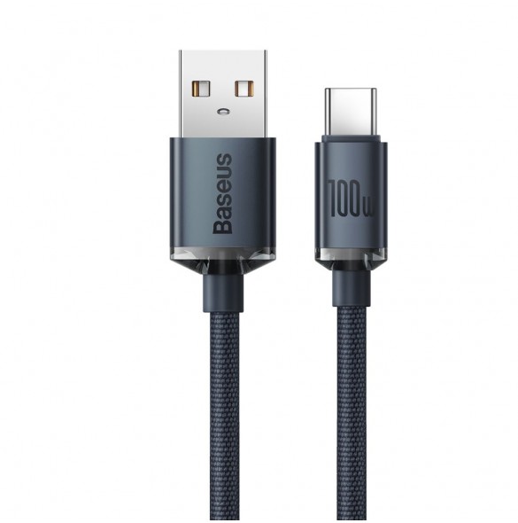 Baseus Crystal Shine Series-kabel USB-kabel för snabb laddning och dataöverföring USB Typ A - USB Typ C 100W 1,2m svart (CAJY000