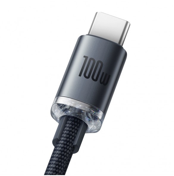 Baseus Crystal Shine Series-kabel USB-kabel för snabb laddning och dataöverföring USB Typ A - USB Typ C 100W 1,2m svart (CAJY000