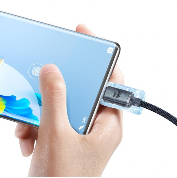 Baseus Crystal Shine Series-kabel USB-kabel för snabb laddning och dataöverföring USB Typ A - USB Typ C 100W 1,2m svart (CAJY000