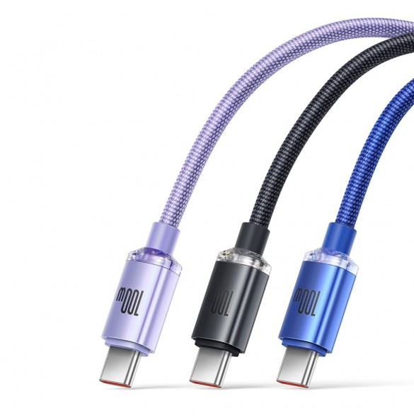 Baseus Crystal Shine Series-kabel USB-kabel för snabb laddning och dataöverföring USB Typ A - USB Typ C 100W 1,2m svart (CAJY000