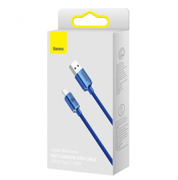 Baseus Crystal Shine Series-kabel USB-kabel för snabb laddning och dataöverföring USB Typ A - USB Typ C 100W 1,2m blå (CAJY00040