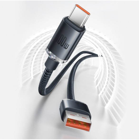 Baseus Crystal Shine Series-kabel USB-kabel för snabb laddning och dataöverföring USB Typ A - USB Typ C 100W 1,2m blå (CAJY00040
