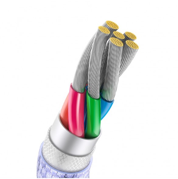 Baseus Crystal Shine Series-kabel USB-kabel för snabb laddning och dataöverföring USB Typ A - USB Typ C 100W 1,2m lila (CAJY0004