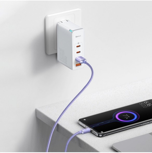 Baseus Crystal Shine Series-kabel USB-kabel för snabb laddning och dataöverföring USB Typ A - USB Typ C 100W 1,2m lila (CAJY0004