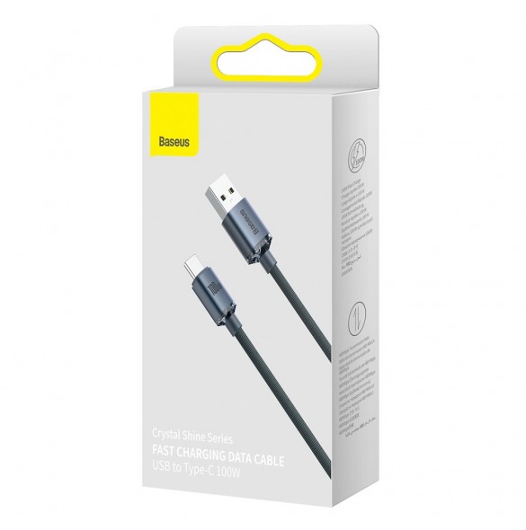 Baseus Crystal Shine Series-kabel USB-kabel för snabb laddning och dataöverföring USB Typ A - USB Typ C 100W 2m svart (CAJY00050